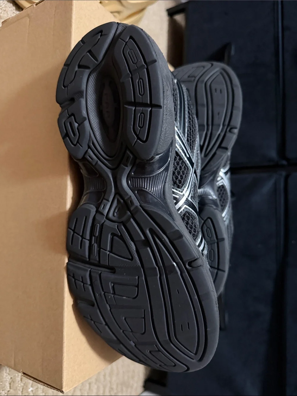 ASICS Black and Silver Mesh Running Sneakers